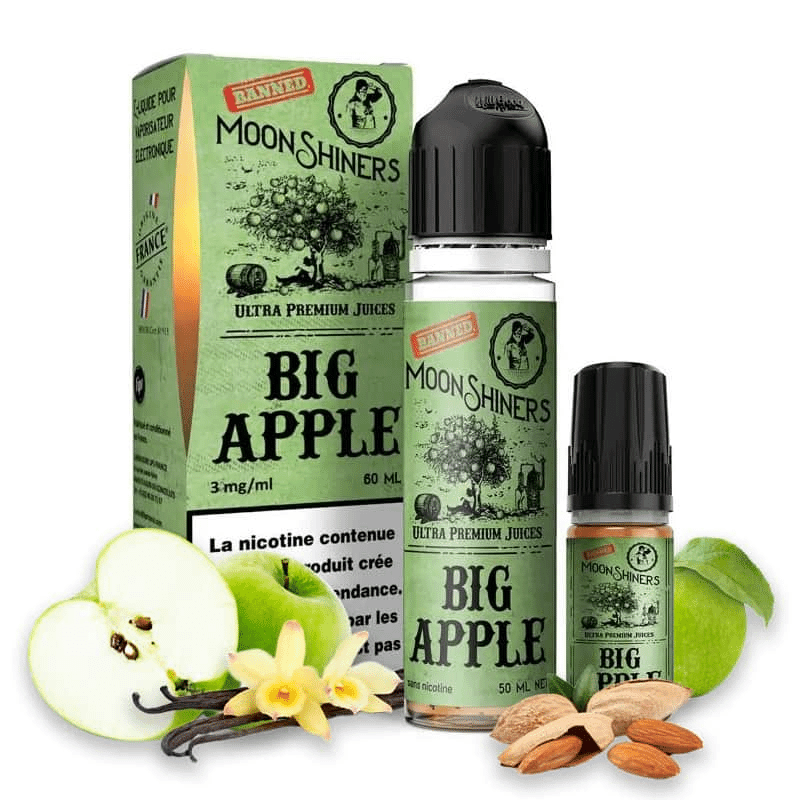 E-liquide Big Apple 50ml (+ 1 ou 2 Boosters de Nicotine) - Moonshiners